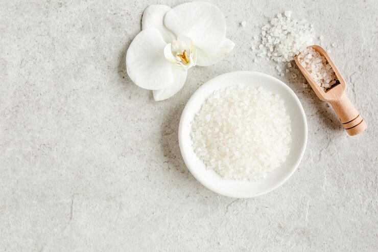 Spa skincare concept natural organic spa cosmetics products sea salt gray marble table from spa background flat lay top view 257163 2023